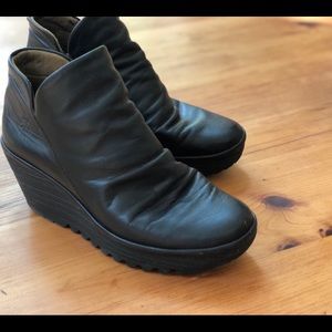 Fly London Leather Wedge Booties